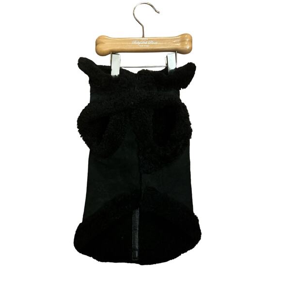 Donald Pliner Friends of baby Doll Pliner suede black sherpa dog coat size M - Picture 1 of 11
